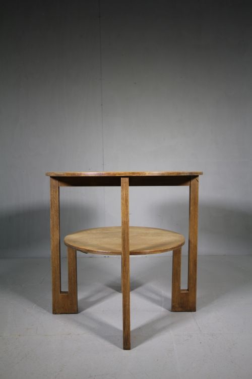1920'S Solid Oak English Deco Side Table.