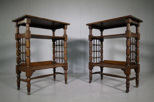 Pair of Liberty's Leonard Wyburd Antique Oak Tables.