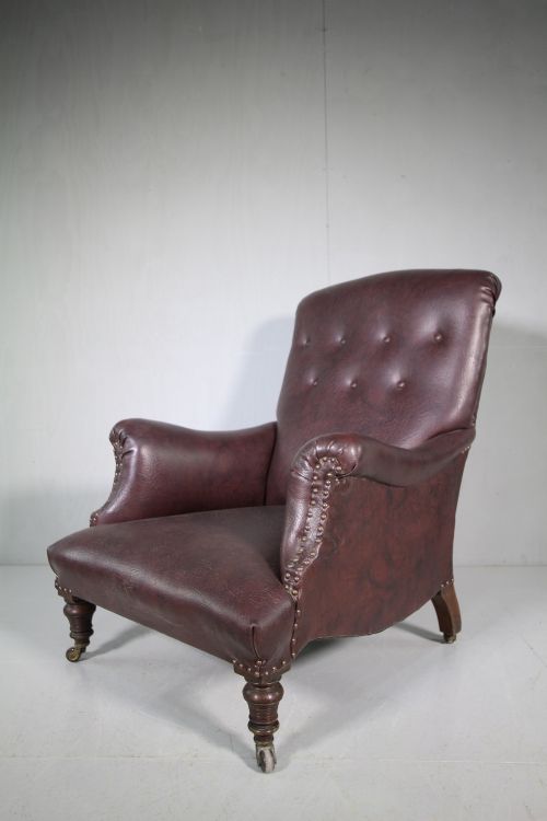 Quality 19th Century Antique Upholstered Armchair.
