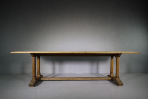 Large Edwardian Antique Oak Refectory Dining Table.