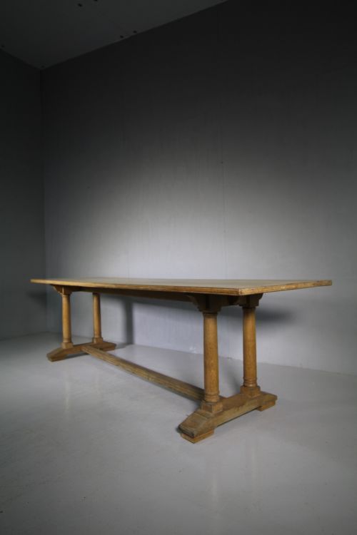 Huge Edwardian Antique Oak Refectory Dining Table.