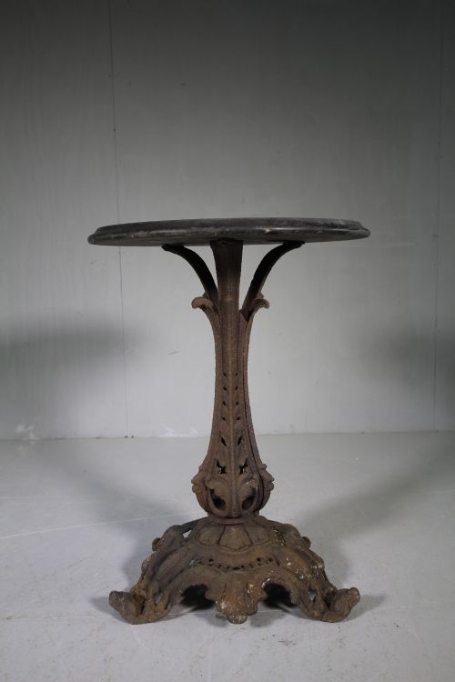 English Antique Cast Iron & Slate Garden Table.