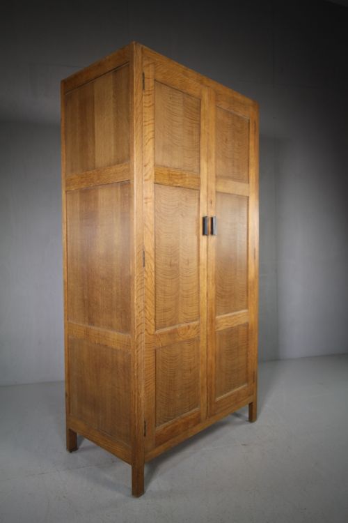 1930'S Heals of London Oak Wardrobe - Labeled.