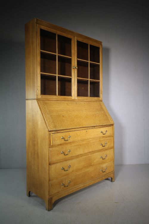 1920'S Heals of London Oak Bureau Bookcase.
