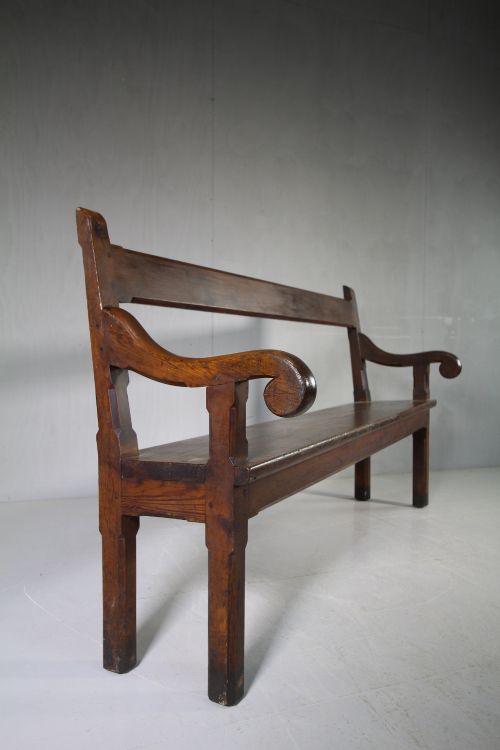 19th Century Antique Pine Hall Bench in Original Finish.