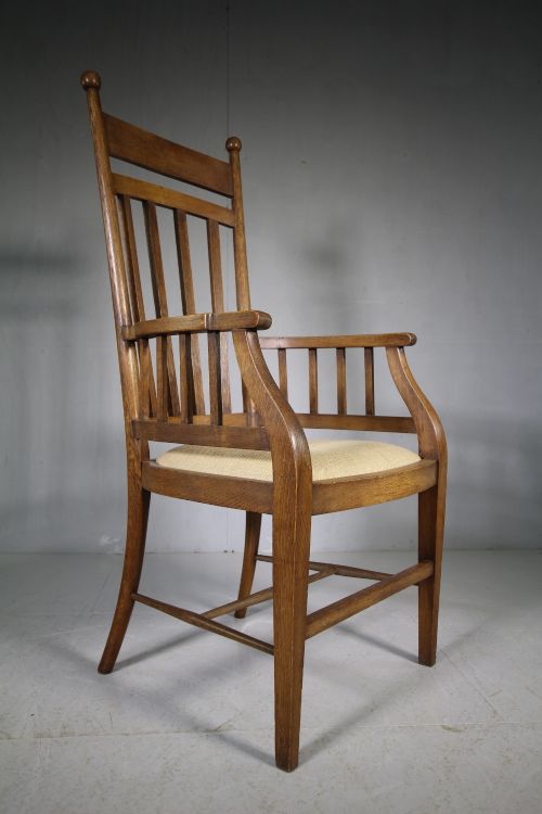 Edwardian Antique Oak Armchair by Liberty's.