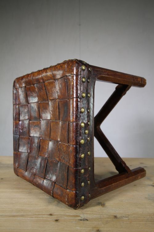Early 30'S Gordon Russell Oak & Leather Stool -Labeled.