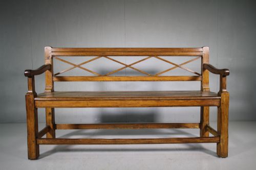 English 19th Century Antique Painted Pine Bench