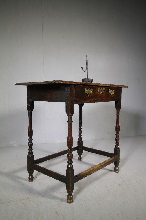 English 18th Century Antique Oak Side Table.