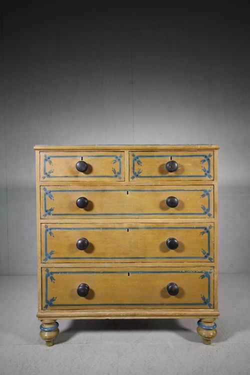 Original Regency Antique Painted Pine Chest of Drawers.
