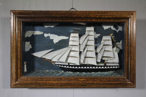 19th Century English Antique Ship Diorama.