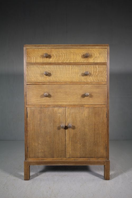 1930'S Heals Oak Tall Boy Cupboard - Labeled