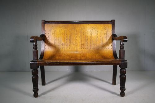 English Edwardian Antique Hall Bench.