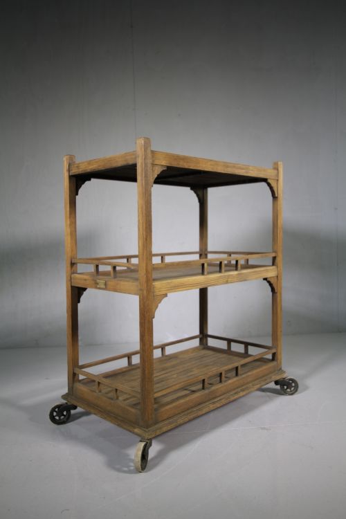 Edwardian Antique Teak Garden Trolley.

