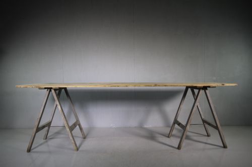Large Edwardian Antique Painted Pine Trestle Table