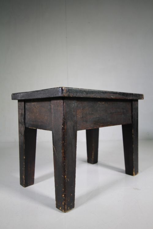 Large 19th Century Antique Painnted Pine Stool

