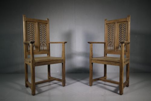 Pair of Wonderful 19th Century Antique Oak Armchairs