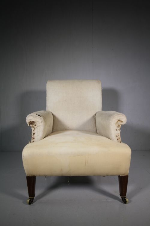English Antique Upholstered Antique Armchair