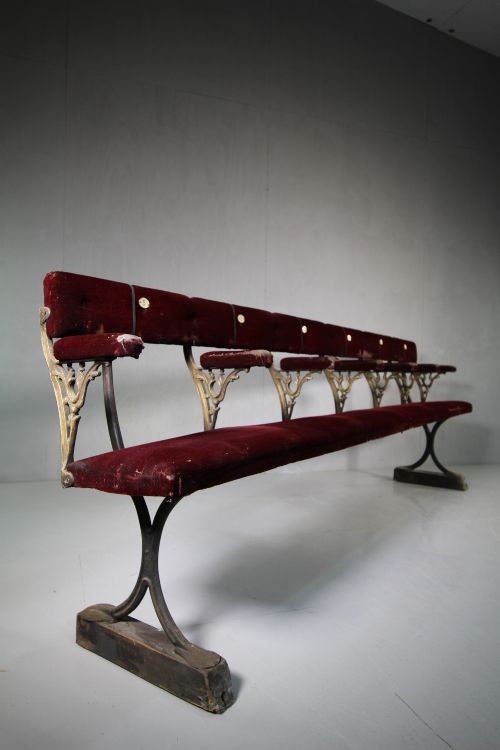 English Edwardian Antique Cinema Seating X Two