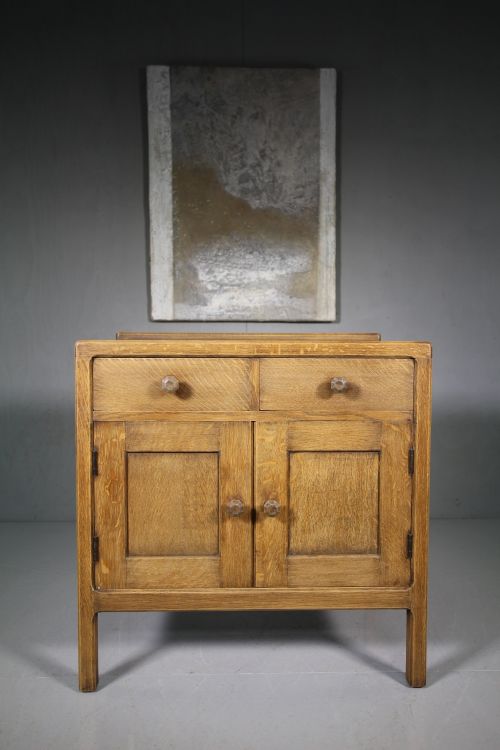 1930'S Heals Oak Chest Over Cupboard - Labeled
