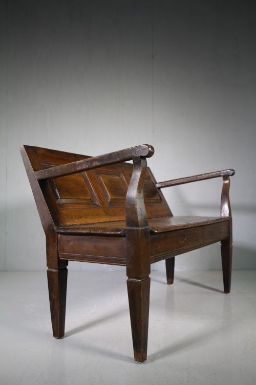 Early 19th Century Fruitwood Antique Settle Seat
