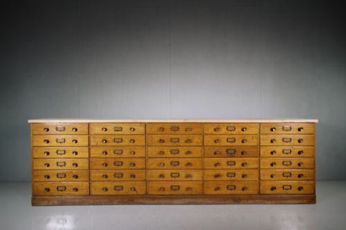 Huge Antique Bank of University Mahogany Drawers