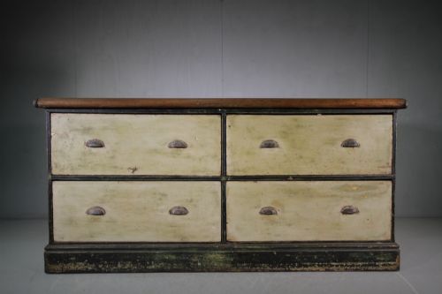 Large Original Painted Pine Antique Haberdashers Chest