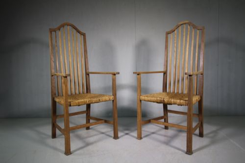 fig 1. Set Of Six Liberty's Edwardian Antique Oak Dining Chairs