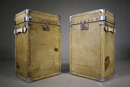 Pair of English Trunks in Antique Vellum