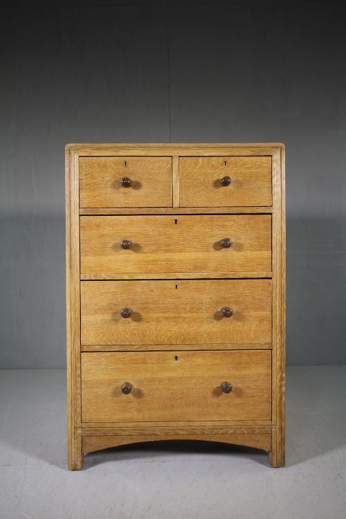 Edwardian Antique Oak Chest of Drawers by Heals