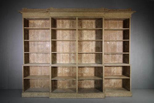 Fantastic Regency Large Antique Pine Bookcase in Original Paint
