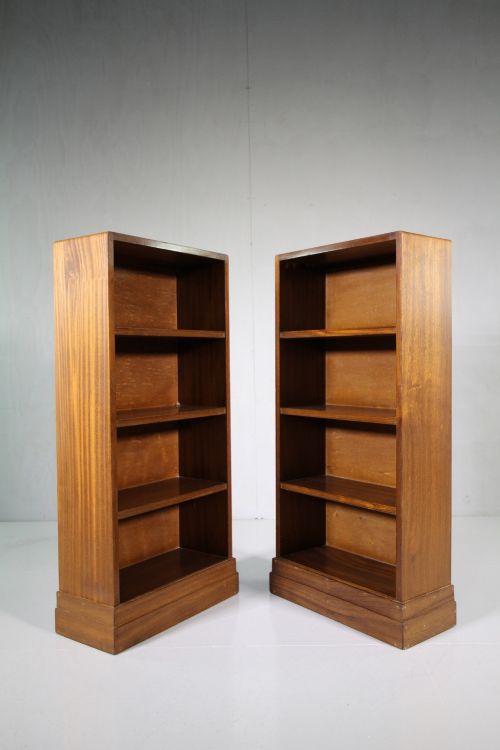 Pair of 1920'S Walnut Heals Open Bookcases -Labeled