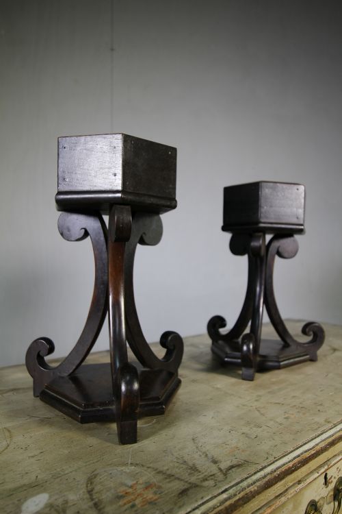Pair of Regency Antique Mahogany Candle Stands
