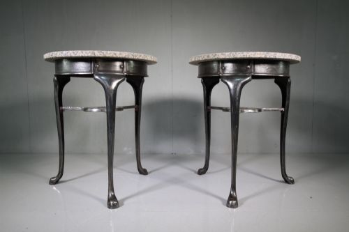 Pair of English Edwardian Antique Cast Iron Tables