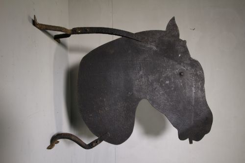 Large 19th Century Antique Iron Saddlers Horse Sign