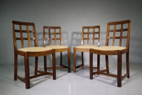 Set of Four 1920'S Oak Dining Chairs by Heals - Labeled