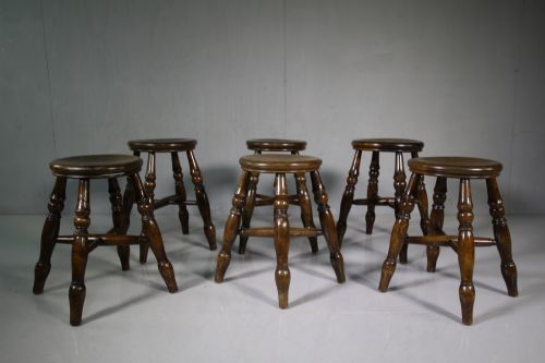 Fabulous Set of Six Antique Kitchen Stools