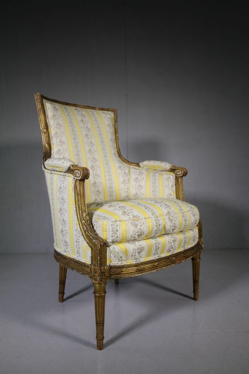 19th Century Quality Antique Gilt & Upholstered Armchair