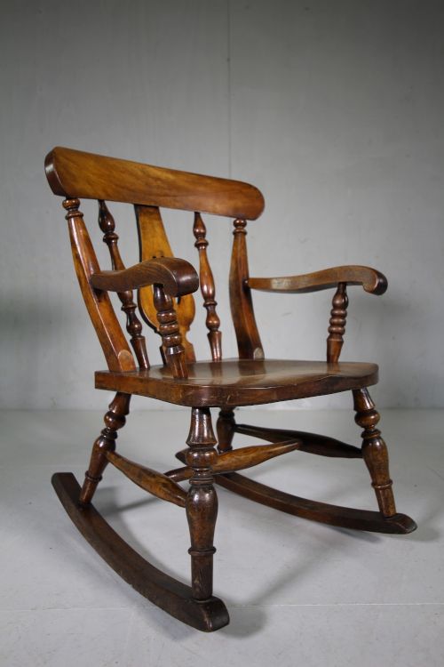 19th Century English Childs Antique Rocking Armchair