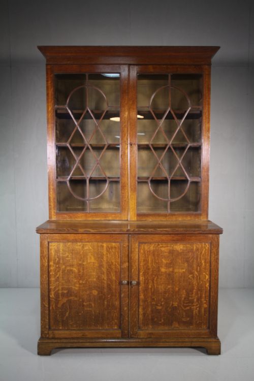 Regency Antique Astragal Glazed Oak Bookcase.

