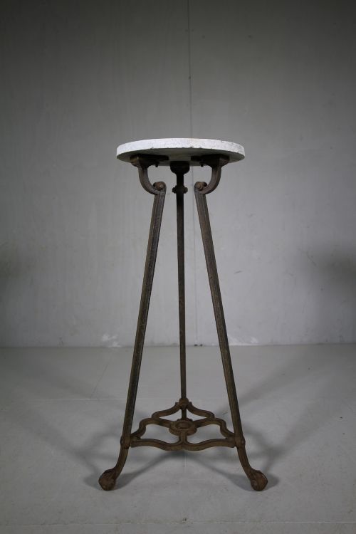 English 19th Century Antique Iron & Marble Stand