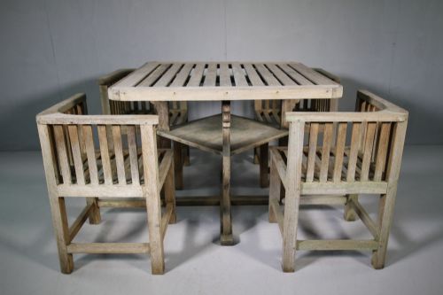 1930'S Heals Teak Garden Dining Set of Table & Chairs