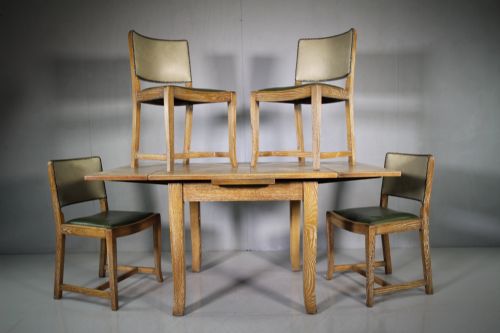 1930'S Heals Dining Table & Four Dining Chairs -Labeled
