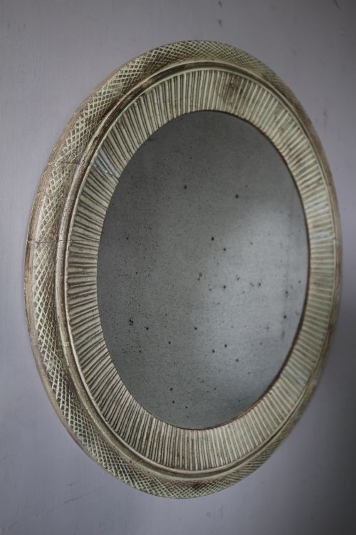 19th Century Circular Antique Mirror in Original Paint