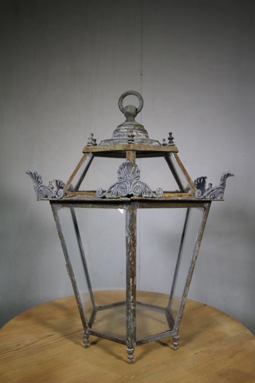 Large Hexagonal 19th Century Antique Hallway Lantern