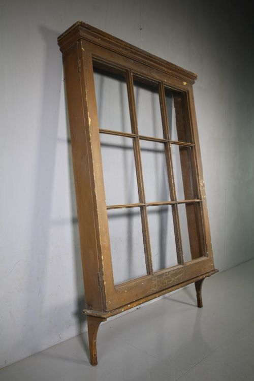 Georgian Antique Painted Pine Glazed Wall Cupboard