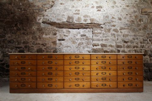Huge Antique Bank of University Mahogany Drawers