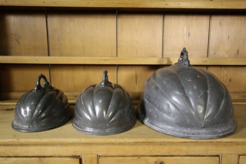 Set of Three 19th Century Pewter Antique Food Covers