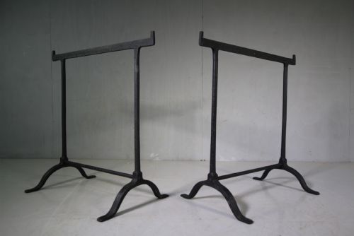 Pair of 19th Century Antique Iron Trestle Table Legs.