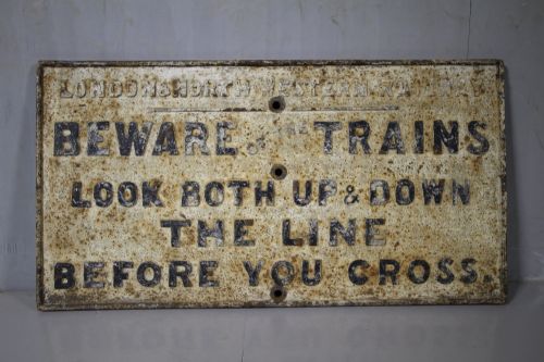 19th Century Antique Cast Iron Railway Train Sign